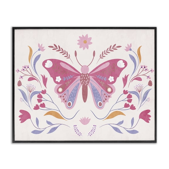 Stupell Industries Whimsical Folk Butterfly Black Framed Giclee Art, design by Kim Allen