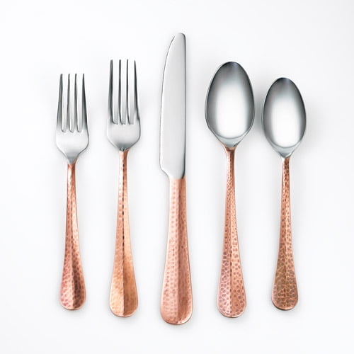Cambridge Silversmiths Jessamine Hammered Copper 20Piece Flatware Set