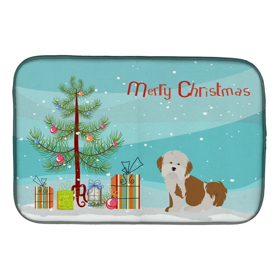 Havanese Christmas Tree Dish Drying Mat