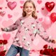 thumbnail image 5 of Sudadera sin capucha para niño, con estampado de San Valentín, de manga larga, informal, deportiva, con capucha, sudadera de manga larga sin capucha, top con inserciones en los hombros, blusa de polié, 5 of 8