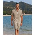 thumbnail image 4 of COOFANDY Men's 2 Pieces Linen Set Casual Henley Shirts Short Sleeve Beach Yoga Shorts Summer Pants Outfits, 4 of 5
