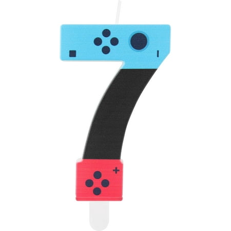 Level Birthday Candles,Level 7 Number Birthday Cake Candles,7th boy Birthday Party Decor,Game Controller Gamepad Birthday Candles,Video Game Controller Themed Kids Boy Bday Party Supplies