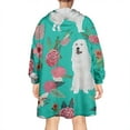 thumbnail image 2 of Wearable Oversized Blanket,Great Pyrenees Dog and Pioneer Flower Wearable Blanket Hoodie for Adults,Cozy Hooded Blankets with Super Pockets,Super Warm Fuzzy Pullover for Women & Men, 2 of 6