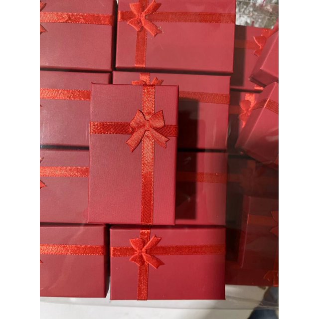 Joyero de diseño moderno de gran tamaño de 5 x 8 pulgadas, caja rectangular con lazo, caja de papel con forma de nube, caja para juego de anillos rojos