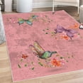 thumbnail image 1 of Butterfly Decorative Rug, Springtime Flying Moths on Vintage Style Background Wings Transformation, Quality Carpet for Bedroom Dorm and Living Room, 6 Sizes, Pale Pink, by Ambesonne, 1 of 4