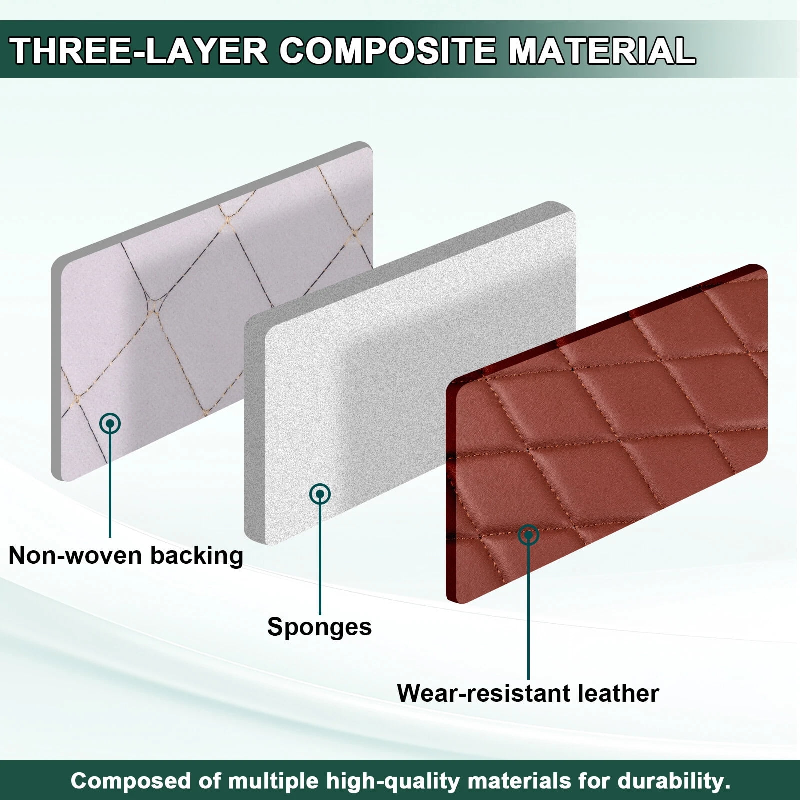 63" W Faux Leather Vinyl Fabric Waterproof Diamond Stitched Upholstery Material for Automotive Headliners, DIY Furniture, Car Seats, Foam Backed, Brown, 2 Yards