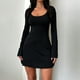 thumbnail image 2 of Jersey de mujer vestido de línea A vestido Hotsweet vestido de fiesta de baile ropa de discoteca vestido de cuello redondo, 2 of 7