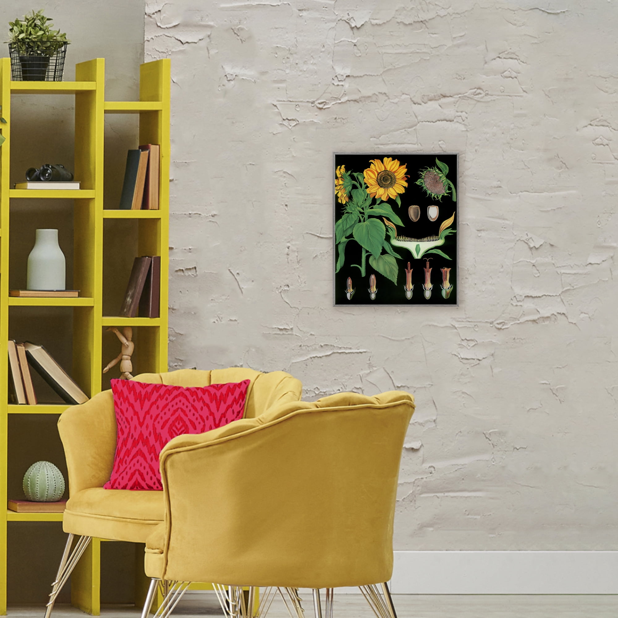 Stupell Industries Sunflower Bulb Illustrations Gray Framed Giclee Art, design by Vintage Hustle