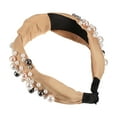 thumbnail image 6 of Unique Bargains 1 Pcs Women Knotted Headbands Fashion Wide Faux Pearl Bead Headband Hair Accessories Champagne, 6 of 7