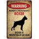 thumbnail image 1 of Vintage Metal Tin Sign Warning Property is Protected by an Boxer Tin Sign Cafe Bar Garden Home Bathroom Art Decoration Funny Metal Sign 8x12 inch, 1 of 5