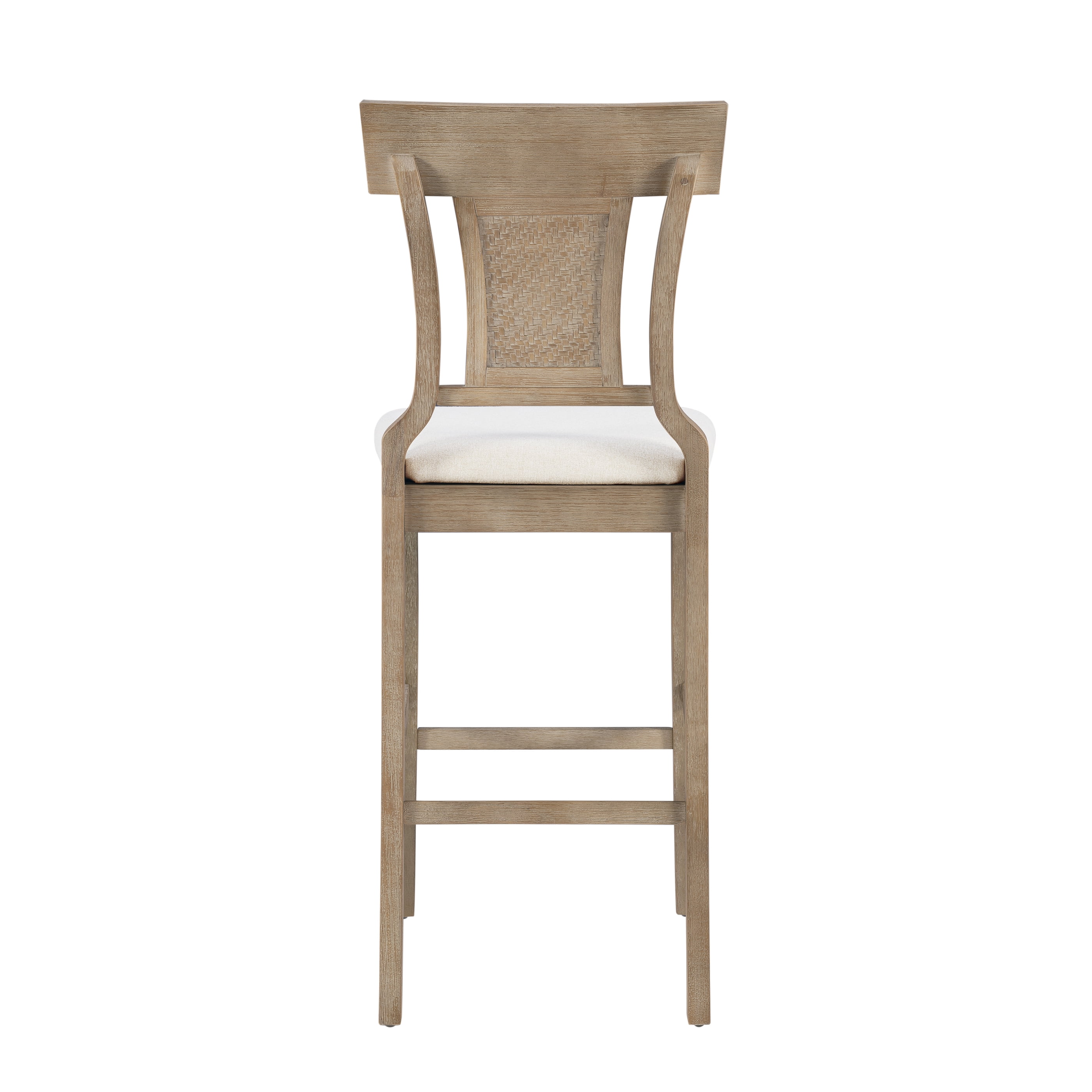 Linon Rylan 30" High Back Indoor Wood Bar Stool, Rustic Gray wash & Beige