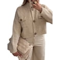 thumbnail image 3 of Chaquetas Tipo Suéter con Botones para Mujer, de Moda, con Cuello Alto, Larga, Holgadas, de Punto Grueso, Abrigos para Exteriores. Albaricoque M, 3 of 7