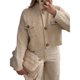 thumbnail image 3 of Chaquetas Tipo Suéter con Botones para Mujer, de Moda, con Cuello Alto, Larga, Holgadas, de Punto Grueso, Abrigos para Exteriores. Albaricoque L, 3 of 7