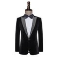 thumbnail image 3 of Traje negro para hombre, cantante, presentador de espectáculos en escena, vestido de prueba de arte, chaqueta de traje de moda de corte entallado, 3 of 5