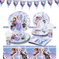 thumbnail image 3 of Frozen Birthday Party Decorations New Snow Queen Birthday Plate Paper Tableware Napinks Cup Background Balloon Supply Kit, 3 of 5