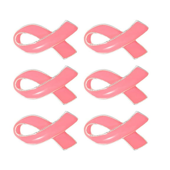 PBPBOX Pink Ribbon Pin Brooches for Women Made of Zinc Alloy to Support Breast Awareness Display 6pcs