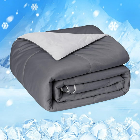 HOMFINE Couette Rafraîchissante Grand Lit, Couverture d'Été Grise Rafraîchissante pour Dormeurs Ayant Chaud et Sueurs Nocturnes, Tissu Technique Froid Japonais Double Face Q-Max 0,45, Sof