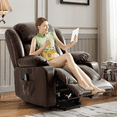 thumbnail image 6 of TEKAMON Infinite Position Lift Recliner Chair for Elderly with Heat Massage and Extended Footrest Lay Flat Sleeping Leather Dual Motor Power Lift Chair for Living Room (Brown), 6 of 8