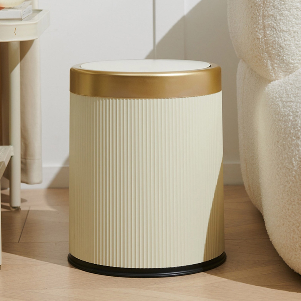 Round Flips Top Waste Bin Container Fashion Wastbasket Trash Can for Home Office