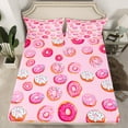 thumbnail image 2 of Homewish Donuts Dessert 3pcs Twin Sheet Sets for Boys Girls Teens,Kawaii Fast Food Twin Fitted Sheet,Dreamy Princess Breathable Flat Sheet,Ultra Soft Home Decor, 2 of 7
