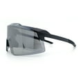 thumbnail image 3 of Mens Color Mirror Oversized Shield Sport MTB Style Plastic Sunglasses Grey - Silver Mirror, 3 of 5