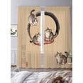 thumbnail image 3 of Sheer Curtains 96 Inches Long 2 Panels, Japanese Style Lucky Cat Rod Pocket Curtain Voile Draperies, Cute Kitty Light Filtering Window Treatment for Living Room Kitchen Bedroom, 3 of 8
