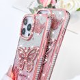 thumbnail image 5 of OOK for iPhone 13 Pro Case, Cute 3D Diamond Butterfly Pattern Luxury Slim Plating Bling Glitter Protective Phone Case with Screen Protector for Girls Women, Pink, 5 of 6