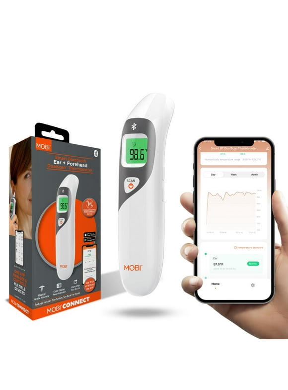 MOBI CONNECT Smart DualScan Bluetooth Ear & Forehead Thermometer with App Control