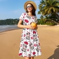 thumbnail image 4 of Balery Caring Cow Vestidos sueltos de manga corta para mujer, vestidos de verano 2025, vestidos casuales de corte A con vuelo., 4 of 6