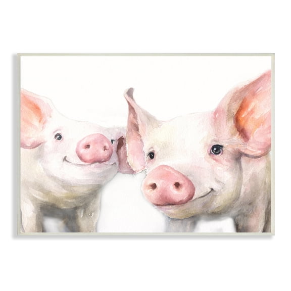 Stupell Industries Pair Pigs Pink Snout Cute Farm Animals Painting Unframed Art Print Wall Art, Design by George Dyachenko