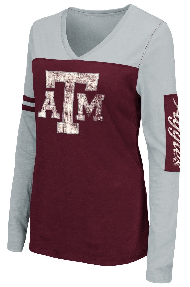 Texas A&M Aggies Women's NCAA "Whatevs" Long Sleeve V-Neck T-Shirt by Colosseum