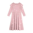 thumbnail image 4 of Abcomgle Long Dresses for Girls 12-14 Casual A-Line Ruffle Long Sleeve Girls Long Dresses Polka Dot Crew Neck Sundresses Summer Tiered Dresses with Pockets,Pink, 4 of 5