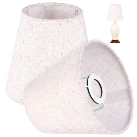 HIBIBUD Set of 2 Grey Linen Drum Lamp Shades for Table Lamps - Spider Fitter
