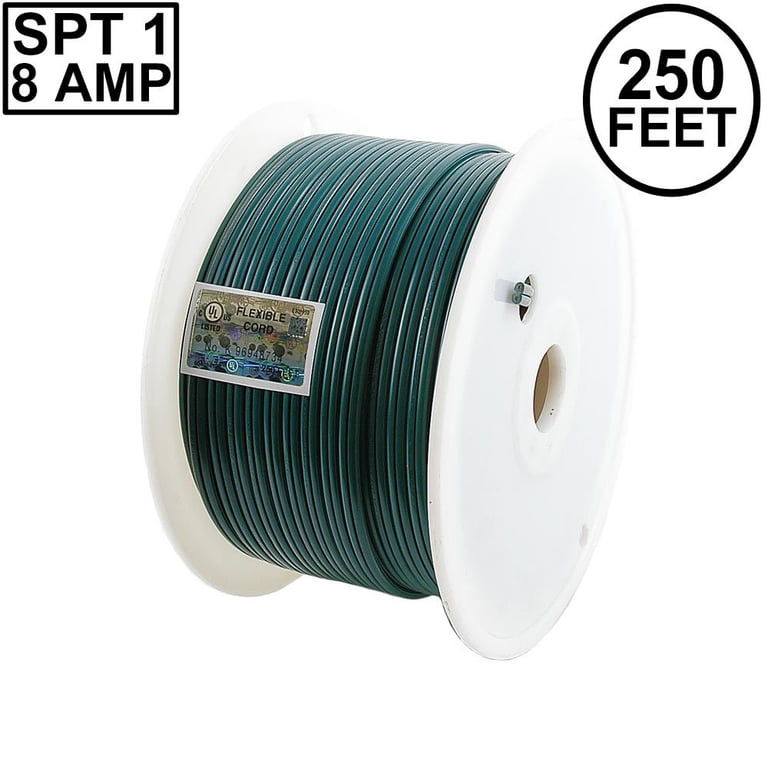 100ft SPT-1 Electrical Wire – 18/2 AWG Outdoor/Indoor Cable With 4 Vampire Plugs For Lights, Garden, Low Voltage Projects