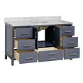 thumbnail image 3 of California 60" Single Bathroom Vanity with Marine Gray Cabinet and Carrara Marble Top, 3 of 6