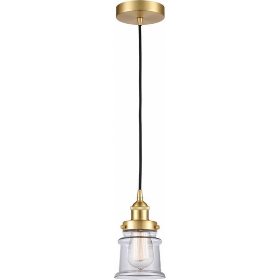 616-1PH-SG-G182S Innovations Lighting Canton - 1 Light Mini Pendant In Industrial Style-10 Inches Tall and 6 Inches Wide-Satin Gold Finish-Clear Glass