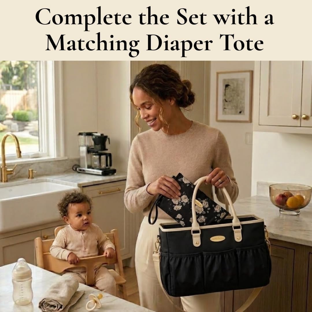 Premium Wet Dry Diaper Clutch – Structured Waterproof Baby Organizer with Wrist Strap + Matching Washable Wet Bag