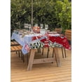 thumbnail image 2 of Outdoor Tablecloth with Umbrella Hole and Zipper, Red Snowman Christmas Rectangle Table Cloth 60x84 Inch Waterproof Tablecloth, Snowflake Red Truck Xmas Tree Gifts Picnic Table Cover for Patio, 2 of 7