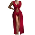 thumbnail image 2 of uublik Women Mesh Sleepwear Pajamas Set Valentine's Day Night Gowns Soft Loungewear Sleepwear Red, 2 of 3