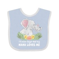 Inktastic I'll Never Forget That My Nana Loves Me with Cute Elephants Boys or Girls Baby Bib