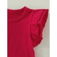 thumbnail image 6 of Gureui Newborn Infant Toddler Baby Girl Fly Sleeve T-shirt,Casual Solid Color Round Neck Summer Top, 6 of 8