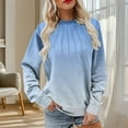 thumbnail image 2 of Sweatshirt for Womens Crew Neck Long Sleeve Gradient Pullover Tops Soft Outfits Casual Lightweight Pleated Clothes, 2 of 5
