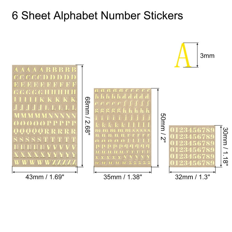 6-sheet Letter Number Stickers Mini Self Adhesive Alphabet Nail