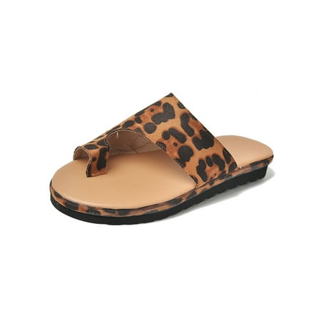 

Lumento Slides for Womens Backless Wedge Sandals Slip On Slide Sandal Comfort Shoe Daily Bare Side Summer Casual Shoes Leopard Print 6.5