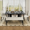 thumbnail image 4 of Harper & Bright Designs Faux Marble Dining Table Set for 6, 6 Pieces Rectangle Dining Table with 4 Upholstered Chairs & 1 Bench, Modern Kitchen Furniture for Dining Room, Beige, Black, 4 of 19