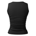 thumbnail image 7 of Women's Tank Top Sleeveless High Neck Ribbed Knitted Slim Fit Top Side Fold Basic T Shirt, 7 of 7