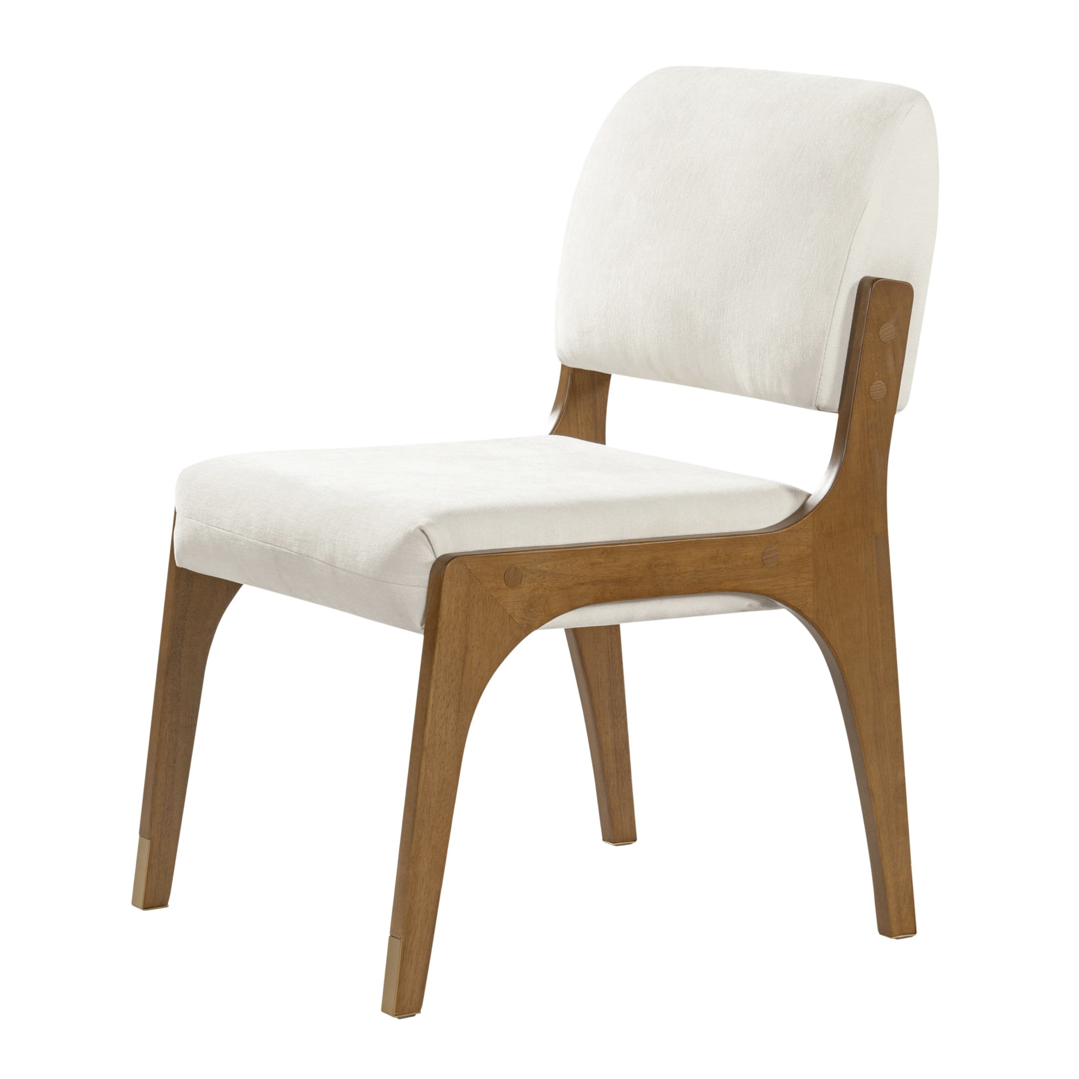 Christopher Knight Home Mid-Century Upholstered Dining Chairs, Solid Wood Frame, Walnut+Beige, Set of 6