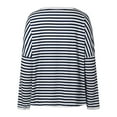 thumbnail image 5 of Striped Long Sleeve Shirt Women, Yigetop Women's New Round Neck Long Sleeved Loose T Shirts Female Comfortable Commute Fashion Long Sleeved Lady T Shirt Striped Shirt Women Blue L, 5 of 5