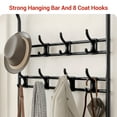 thumbnail image 5 of Coat Rack Freestanding, Hall Tree with Bench and Shoe Storage, Metal Frame Clothes Rack with 8 Hooks & Hanging Rod for Entryway, Living Room, 5 of 7