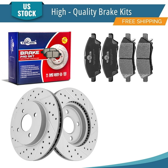 YXPCARS 6PCS Front Brake Kits, Drilled & Slotted Brake Rotors (120.42116)   Ceramic Brake Pads Kit for 2015-2019 Nissan Micra 2012-2019 Versa (980981 1592)